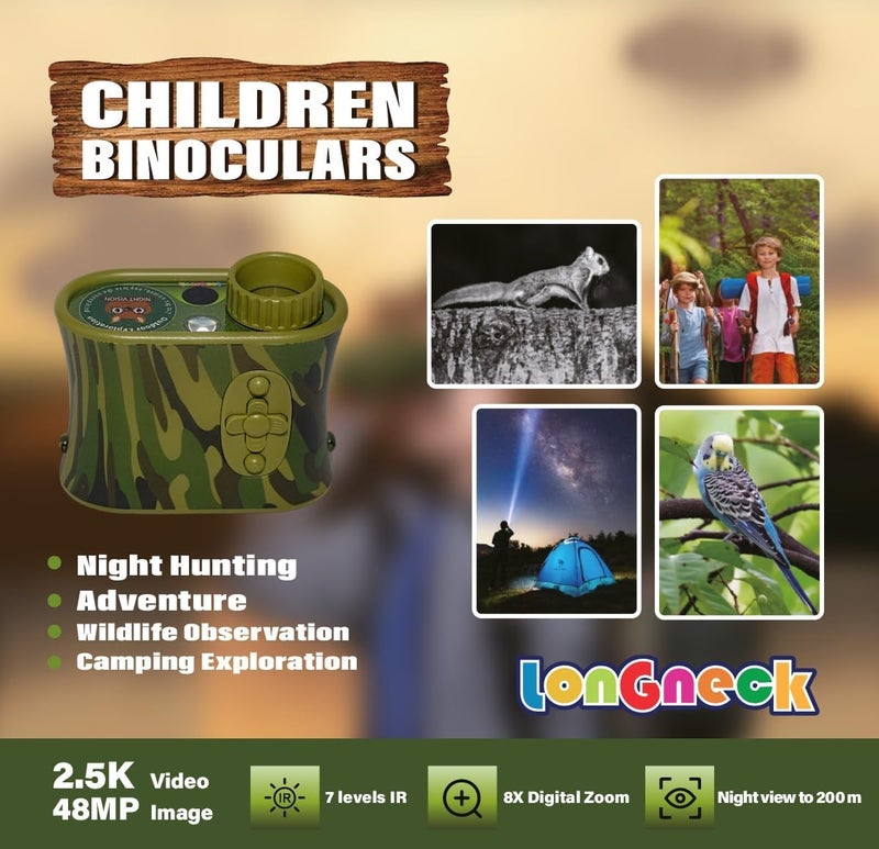 Long Neck Day and Night Vision Binoculars for Kids, Toddler IR Googles,Birthday Gifts for Toddler Boys 6-12 Years, Digital Night Vision Goggles for Kids, Binoculars 8-12 Years - Image 4